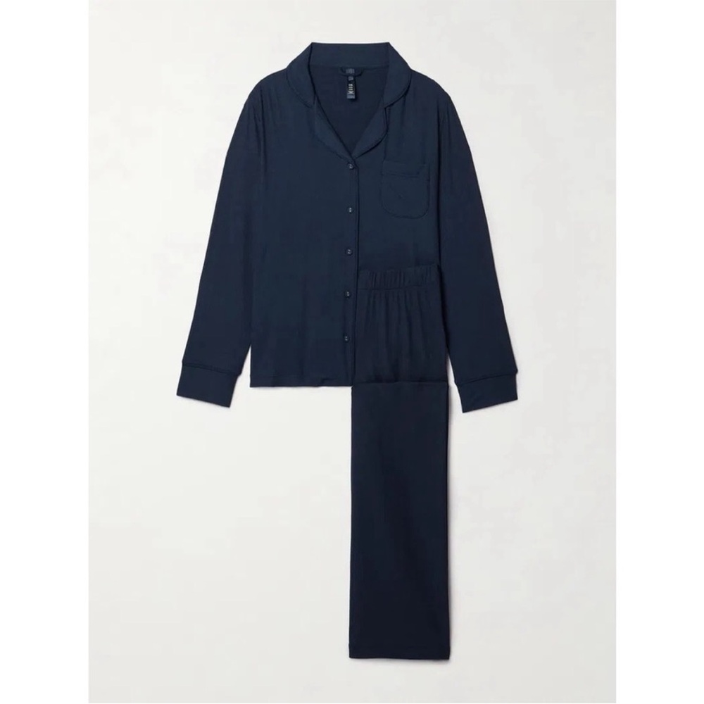 Skims navy ribbed pajama set size xs